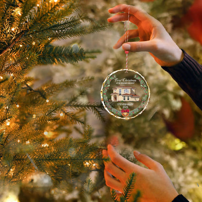 Bemaystar First Christmas in New Home Ornaments 2025–Personalized Crystal Ornament with Photo and Address–Custom Housewarming Gift Keepsake–Christmas Tree Decoration for Couples or Families