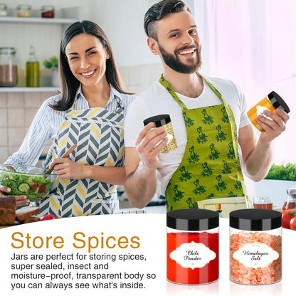 8 OZ Plastic Jars with Lids, Slime Containers with Lids 48 Pcs Airtight Round Plastic Storage Jars Wide-Mouth Containers for Slime, Kitchen and Household Food Storage of Dry Goods