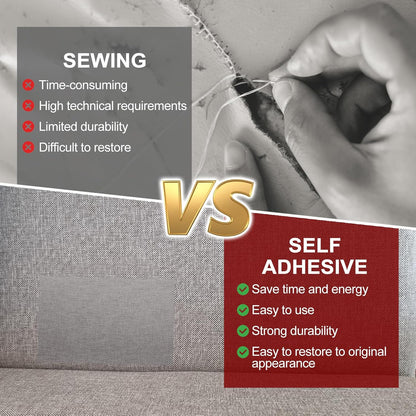 PATIKIL 70x6.2 Inch Linen Repair Tape, Repair Fabric Patch Self Adhesive Couch Patch Line Repair Patch for Furniture Sofa Car Seats Office Chairs, Apricot White