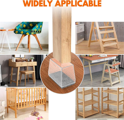 Rectangle Chair Leg Protectors for Hardwood Floors,16 PCS Silicone Covers to Protect Wood Tile Floors Felt Pads Furniture Leg Caps Reduce Noise. Easy to Move. (Clear,2 x 4cm, Rectangular)