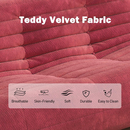 Big Bean Bag Chairs for Adults, 3 Seater Large Bean Bag Sofa, Fireside Chair Lazy Sofa Chair with High Density Comfortable Foam, Modern Bean Bag for Living Room, Bedroom, Office (Red)