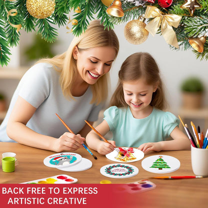 25 PCS Ceramic Sublimation Ornament Blanks Bulk 3 Inch White Round Crafts DIY Personalized Printed Christmas Home Porcelain Paintable Decorate