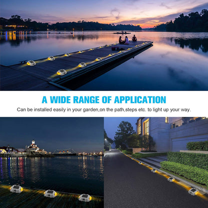 VOLISUN Solar Deck Lights, 16-Pack Led IP67 Waterproof Outdoor Warning Step Lights for Driveway, Sidewalk, Garden Pathway, Yard (Warm White)