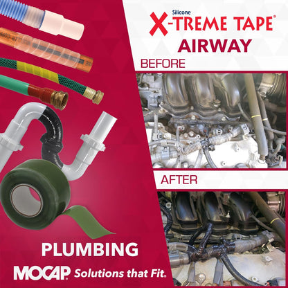 X-Treme Tape MOCAP Heavy Duty Electrical Tape, Self-Fusing Silicone Rubber, Waterproof & Insulating Flexible Tape, Electrical for Hose, Automotive, Outdoor & Repairs - 1" x 10ft Roll - Green