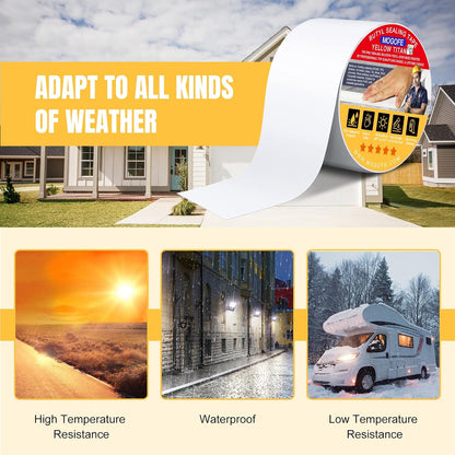 RV Roof Sealant Tape White, 6 Inch x 50 Feet RV Repair Roof Sealer Seal Tape UV-Resistant Waterproof Sealant Tape for RV Repair, Camper, Trailer, Boat Sealing, Leaking Roof, Window