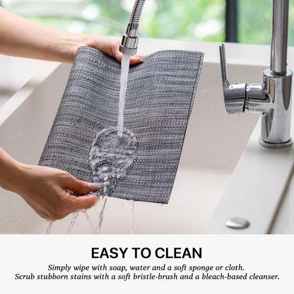 LEXMORE Placemats Set of 8 Vinyl/Plastic Woven Place Mats for Kitchen Table Indoor/Outdoor Washable Placemat Wipeable Dining Table Mats(Dark Gray)