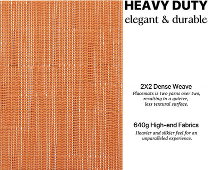 LEXMORE Placemats Set of 6 Vinyl/Plastic Woven Place Mats for Kitchen Table Indoor/Outdoor Washable Placemat Wipeable Dining Table Mats(Orange)
