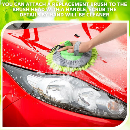 Layhit 5 Pcs Car Wash Mitt Set, Brush Not Included, Microfiber Mitt Cleaning Car Truck Washing Tools Kit RV Pickup Chenille Scratch Replacement (Royal Blue and Green)