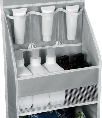 Univivi 6-Shelf Over Door Hanging Organizer Fabric Baby Door Storage with 5 Large Pockets and 3 Small PVC Pockets Wall Mount Hanging Storage Organizers for Baby Essential (Grey)