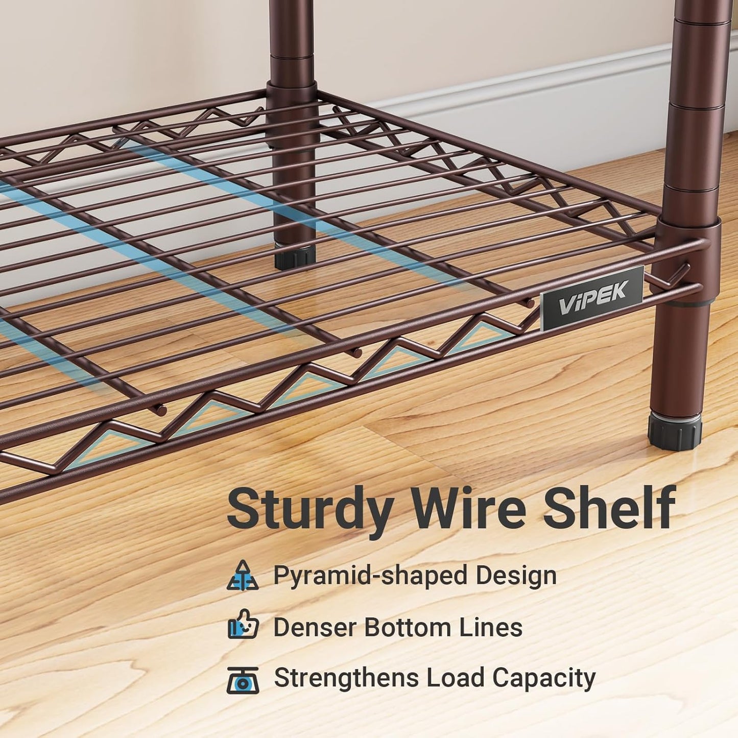 VIPEK Classic V6 Wire Garment Rack Heavy Duty Clothes Rack for Hanging Clothes, 5 Tiers Freestanding Closet Rack Large Size Metal Clothing Rack with 7 Shelves & 4 Hanging Rods, Max Load 850LBS, Bronze