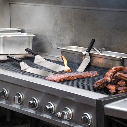 Stainless Steel Spatula Set - Heavy Duty Spatula and Scraper - Great for Cast Iron Griddle BBQ Flat Top Grill - Commercial Grade