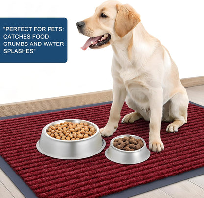 OLANLY Front Door Mat Indoor Outdoor Entrance, Waterproof Heavy Duty Doormat, Fade Resistant, Low Profile, Easy Clean Patio Porch Welcome Floor Mats for Entry, 59x35, Wine Red