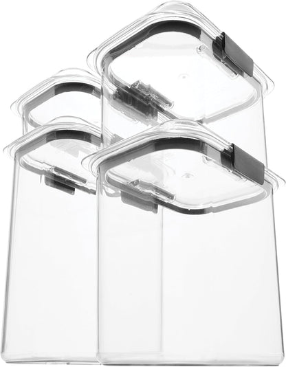 Rubbermaid Brilliance Pantry Food Storage Containers, Set of 4 (8 Pieces), BPA-Free, Clear, Airtight