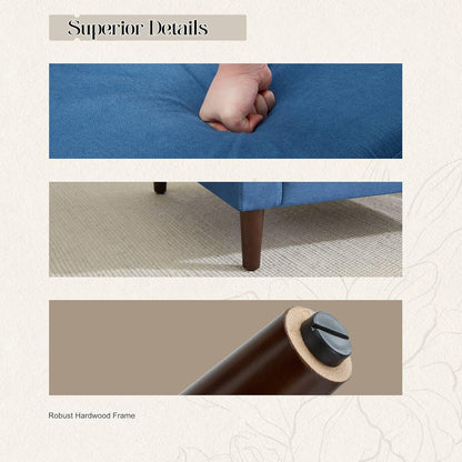 Mid-Century Accent Chair,Modern Linen Fabric Armchair for Living Room,Comfy Upholstered Reading Accent Chairs for Bedroom,Single Sofa Chair with Wood Legs (Blue, 2 Pack)