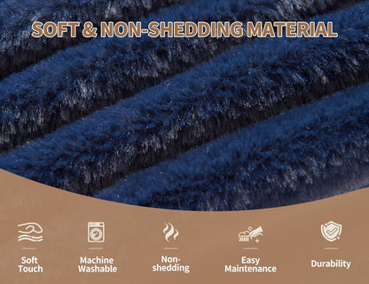 Boho Ottoman Living Room Furniture 20"x15" Round Ottomans Pouf Couch Foot Rest Navy Pouf Ottoman Foot Rest with Foam Chunk Filling Pouffe Ottomans Stuffed Foot Rests Poufs for Couch