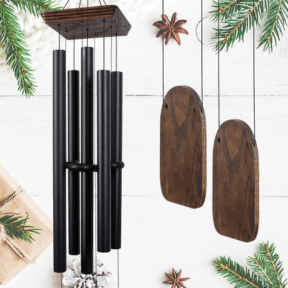48" Large Wind Chimes for Outside Deep Tone, Wood Wind Chimes Outdoor Clearance, Memorial Gifts for Mother's Day and Christmas, Outdoor Decor for Garden, Patio, Yard(Big Wind Chime, Black)