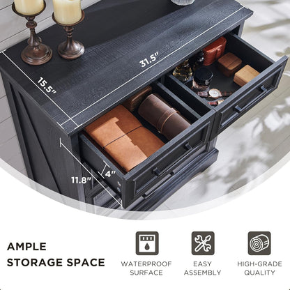 Farmhouse 5 Drawer Dresser for Bedroom, 36 Inch Tall Modern Chest of Drawers, Rustic Wood Storgae Organizer with Large Drawers & Bar Handles for Bedroom, Living Room, Hallway, Black