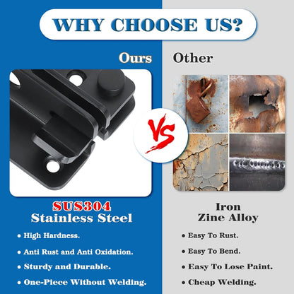 Alise Flip Latch,Gate Latches Slide Bolt Latch Safety Door Lock Catch for Barn Cabinet Pet Cage Wood Fence Bathroom Garage Window,SUS304 Stainless Steel Gate Hardware Locks,Matte Black,MS5009-B