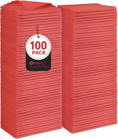 Orighty Cleaning Cloths, Shop Towels 100 Pack, Shop Rags Reusable, Microfiber Cleaning Rags Bulk for Cars, Multi-Purpose Lint Free Towels for Automotive, Mechanic, Kitchen, 11.5’’ x 11.5’’, Red