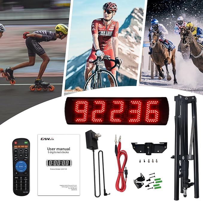 Race Clock with Tripod for Running Events, Large LED Stopwatch with Remote,Countdown/Count up Gym Timer for Home,Wall Digital Time Clocks