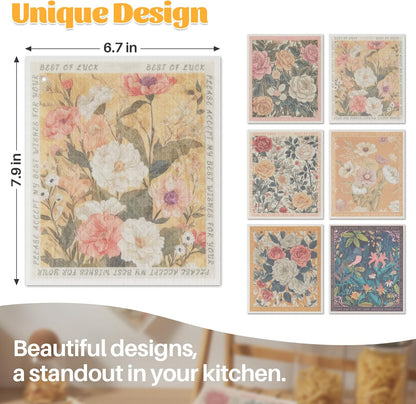 JOYMOOP 12 Pack Decorate Cleaning Cloth (Quiet Luxury of Decorative Series), Reusable Absorbent Dish Towels, Non-Scratch Washable Rags for Cookware, Kitchen and Household Cleaning - 6.7×7.9 inch