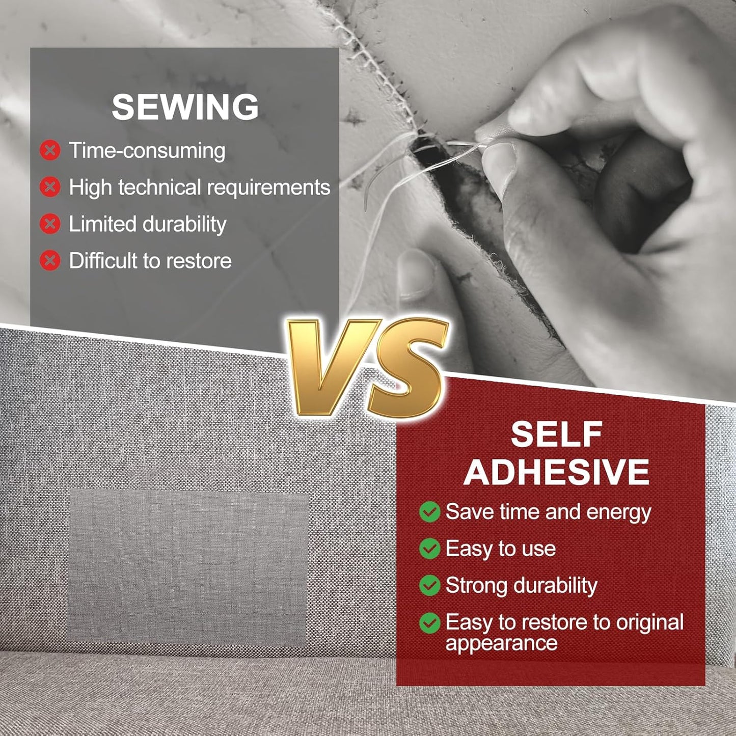 PATIKIL Leather Patches Tape for Furniture, 6.3 x 61 Inch Self Adhesive Vinyl Leather Repair Kit Cover Sheet for Couch, Sofa, Car Seats, Office Chair, Caramel Brown