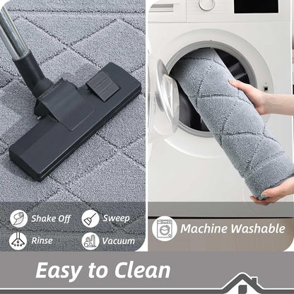 BEQHAUSE Dirt Trapper Door Mat 20" x 32", Doormat Non-Slip Entryway Rugs Washable, Dog Door Mat Stain Resistant and Absorbent Welcome Floor Mat for Front Back Door, Muddy Wet Shoes & Paws, Grey