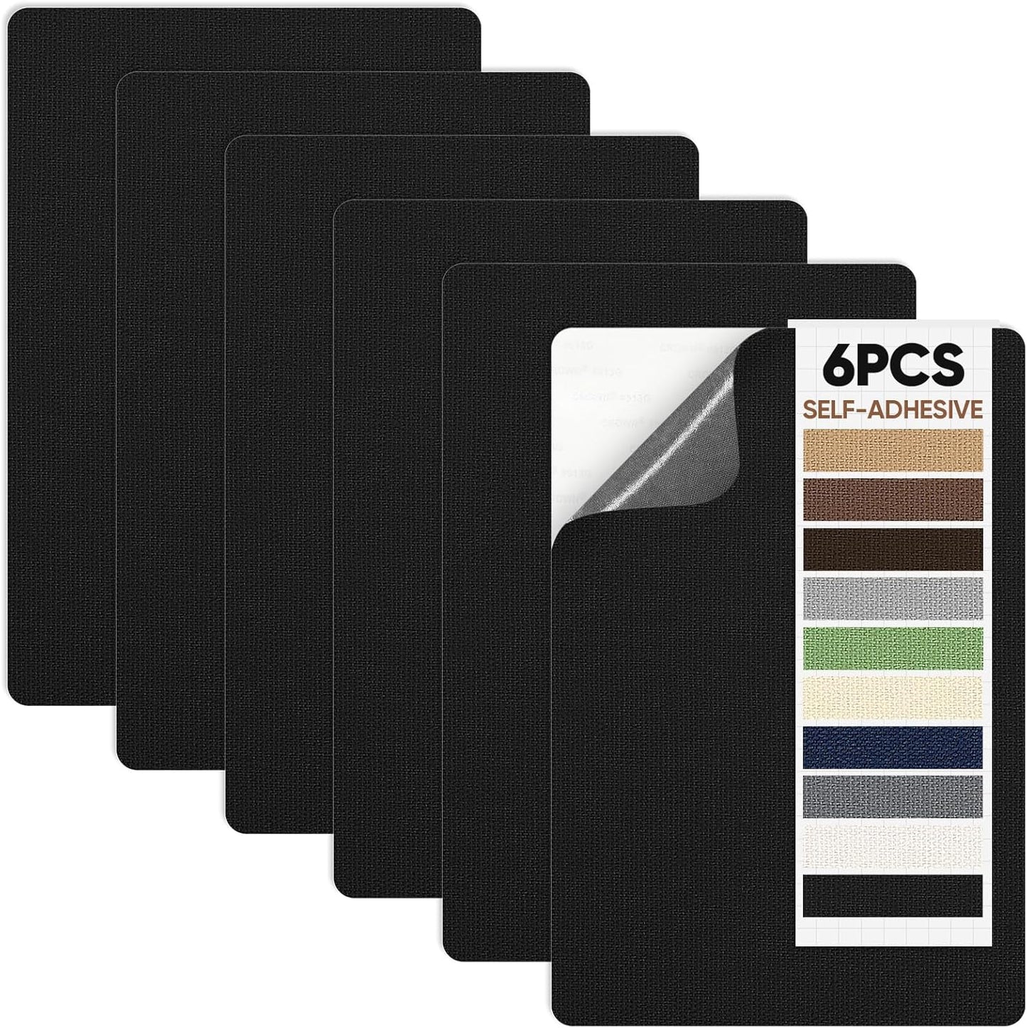 Canvas Repair Patch 5.5 x 8 Inches 6Pcs Self-Adhesive Waterproof Canvas Patch Kit for Repairing Tents,Sofas,Boat Covers,Camping Chair,Awnings,Car Seats. (Black)