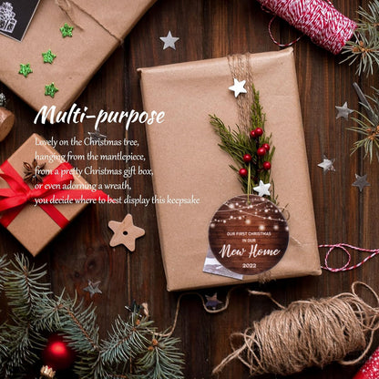 First Home Christmas Tree Ornament - 'Our First Christmas' Keepsake Decoration for New House
