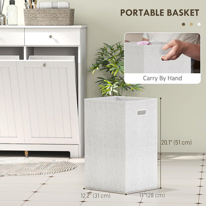 HOMCOM Laundry Hamper Cabinet with 2 Removable Baskets, Tilt Out Laundry Hamper Cabinet with 2 Drawers and 2 Beadboard Doors, Laundry Cabinet Bathroom Storage Cabinet, White