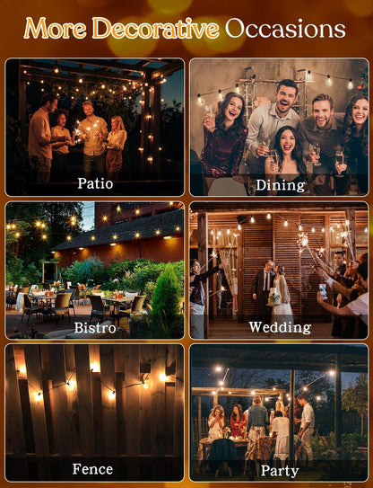 200FT Outdoor Lights for Patio – Dimmable String Lights for Outside with Remote – LED Hanging Lihgts Waterproof Shatterproof ST38 Edison Bulbs for Backyard Cafe Bistro Porch Christmas Party