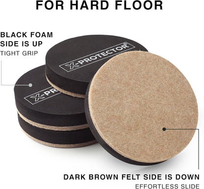 Furniture Sliders X-PROTECTOR 16 PCS – Furniture Sliders Hardwood Floors & Felt Furniture Movers – Moving Pads All Floor Types! Heavy Duty Reusable Sliders for Moving Furniture Easily & Safely!