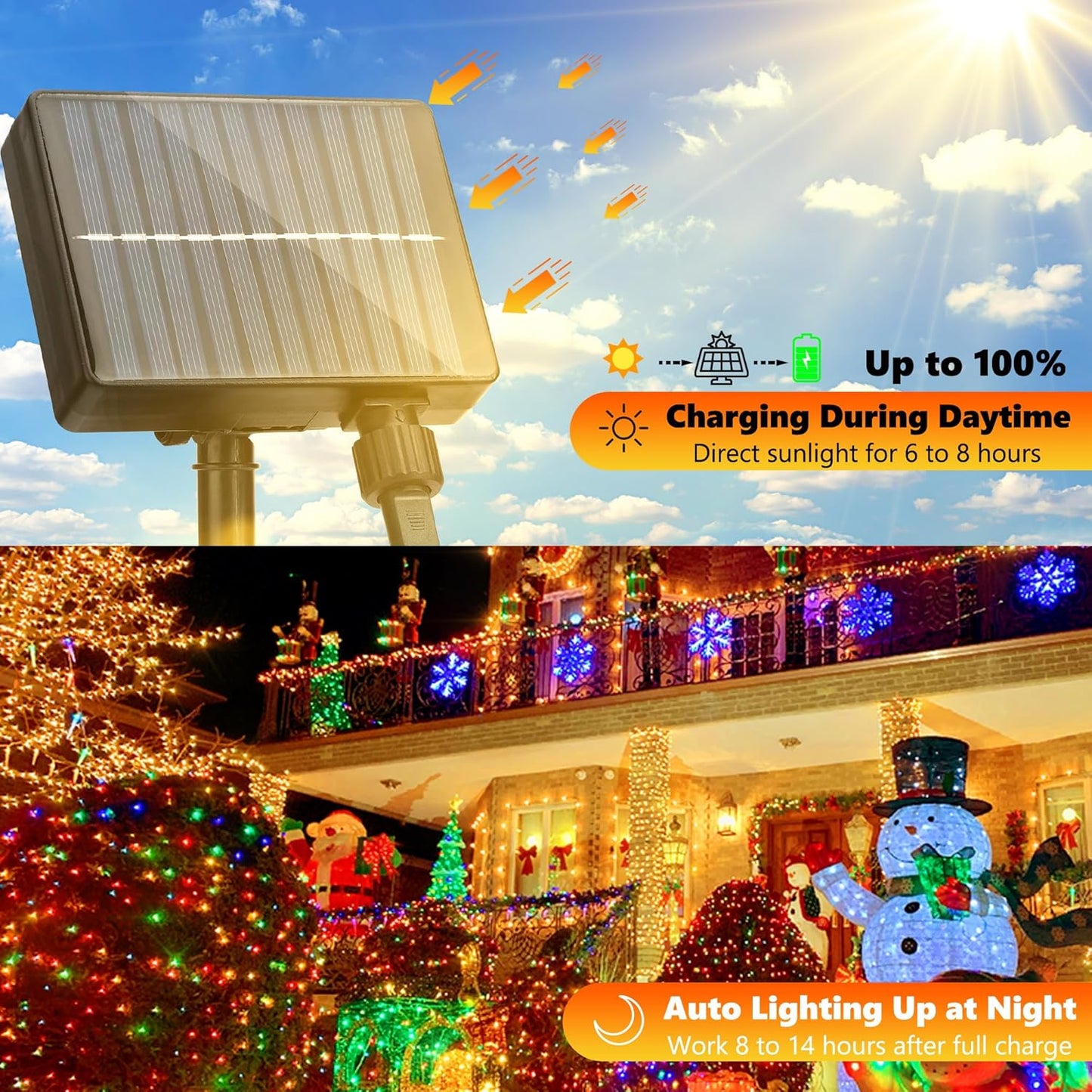 Joomer Solar Christmas Lights Outdoor, 105FT 300 LED 8 Modes Solar String Lights Waterproof Fairy Tree Lights for Garden Yard Patio Christmas Decoration (Multicolor)