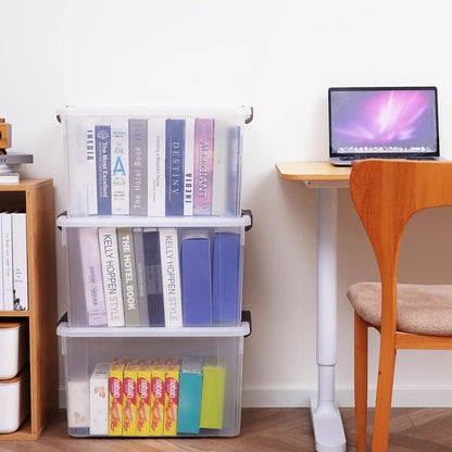 Citylife 69 QT Plastic Storage Bins with Latching Lids Stackable Storage Containers for Organizing Large Clear Storage Box for Garage, Closet, Kitchen, 4 Packs