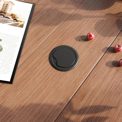 VICLLAX 28" Round Outdoor Bar Table, Counter Height Patio Table with Adjustable Umbrella Hole for Balcony, Walnut Wood-Like