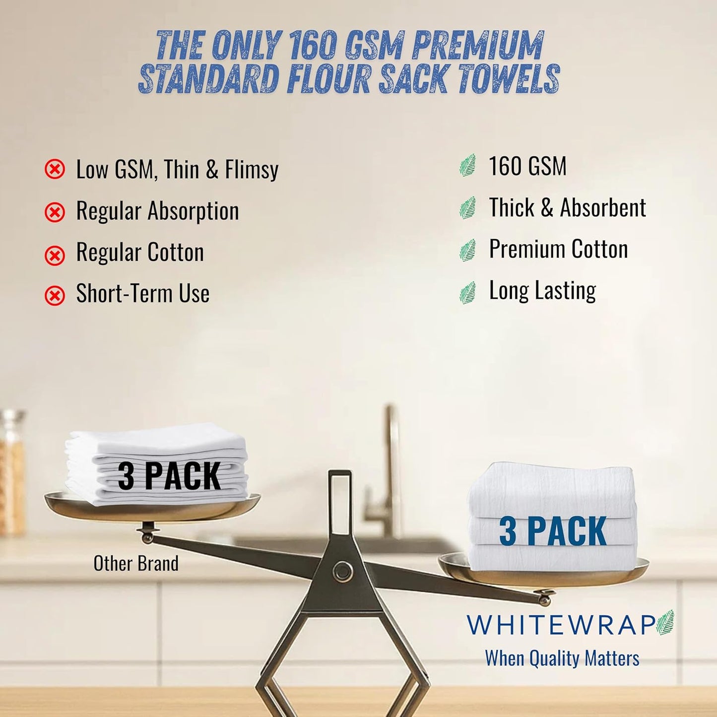 Flour Sack Towels| Tea Towel for Crafts| Kitchen Dish Cotton Blank Towel for Embroidery|Baking Bread Proofing Linen Cover| Thick Absorbent Quick Dry| 3 Pack 18"x28" White