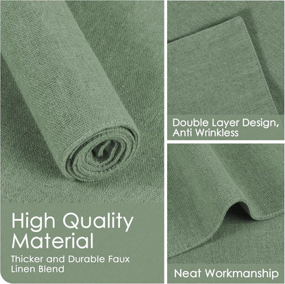 MANSPHIL Sage Green Cloth Placemats Set of 4, Washable Thick Faux Linen Place Mats Heat Resistant Double Layer Table Mats for Dining Kitchen Indoor Outdoor Use - 13x19 Inch