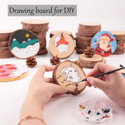 Unfinished Natural Wood Slices - 3.2-4 Inch Wood Circles (50 pcs) for Crafts, DIY Christmas Ornaments, Art & Painting