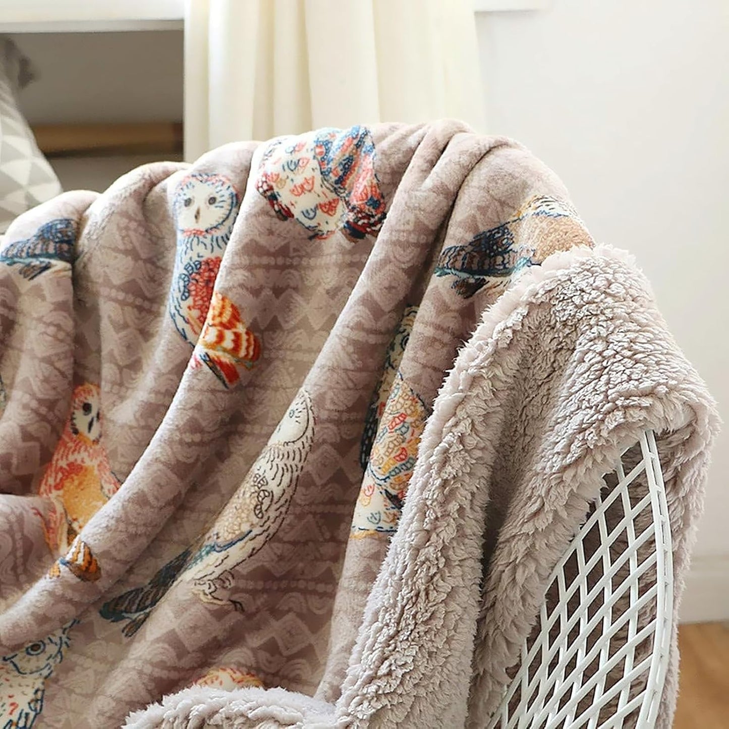 UKELER Owl Bed Blanket King Size 90'' x 108'', Soft Cozy Warm Fleece Throw Blanket for Bed/Couch/Sofa/Camping for Special Occasions