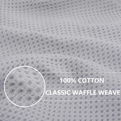 Homaxy 100% Cotton Waffle Weave Kitchen Dish Towels, Ultra Soft Absorbent Quick Drying Cleaning Towel, 13 x 28 Inches, 12-Pack, Light Gray