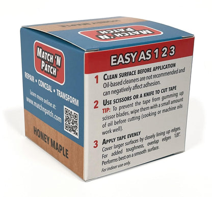 MATCH 'N PATCH Realistic Wood Grain Repair Tape - Durable Multi-Use Adhesive Tape for Furniture, Floors, Cabinets, Windows, Doors, RV, Home Decor & DIY Projects - Honey Maple, 2.25 inch x 15 feet