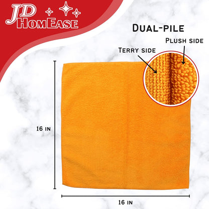 Microfiber Cleaning Cloths,120 Pack, 16"x16", All-Purpose, Softer, Highly Absorbent, Lint-Free, Reusable, Washable Pro Towels, Orange, for House, Kitchen, Bathroom, Car, Office