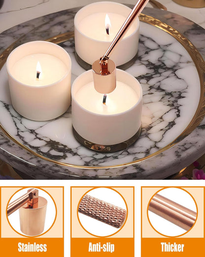 4 in1 Candle Accessory Set with Rechargeable Candle Lighter, Candle Wick Trimmer, Candle Wick Snuffer, Candle Wick Dipper, Candle Care Kit (Rose Gold)