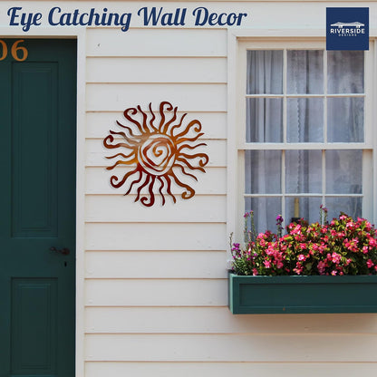 Riverside Designs Wacky Sun Metal Wall Art Indoor/Outdoor Decor - 36" Copper Rust Proof Wall Sculpture - Made in USA - Ideal for Bedroom, Garden, Home, Patio and Farmhouse