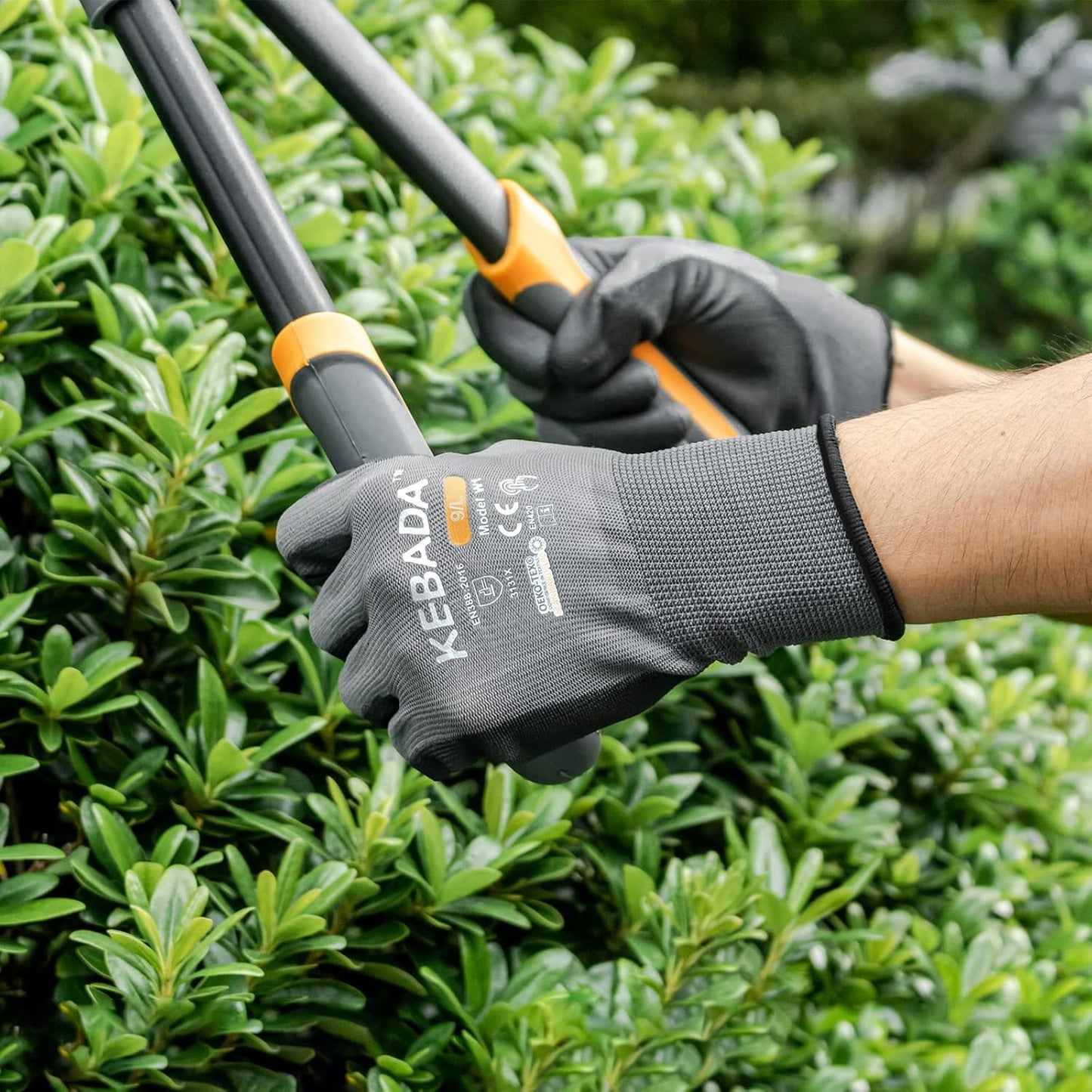 Kebada W1 Work Gloves for Men and Women, Touchscreen PU Coated Gloves with Grip, 50 Pairs Bulk Pack, Ideal for Warehouse Package Handling, Construction, Gardening, Gray X-Small