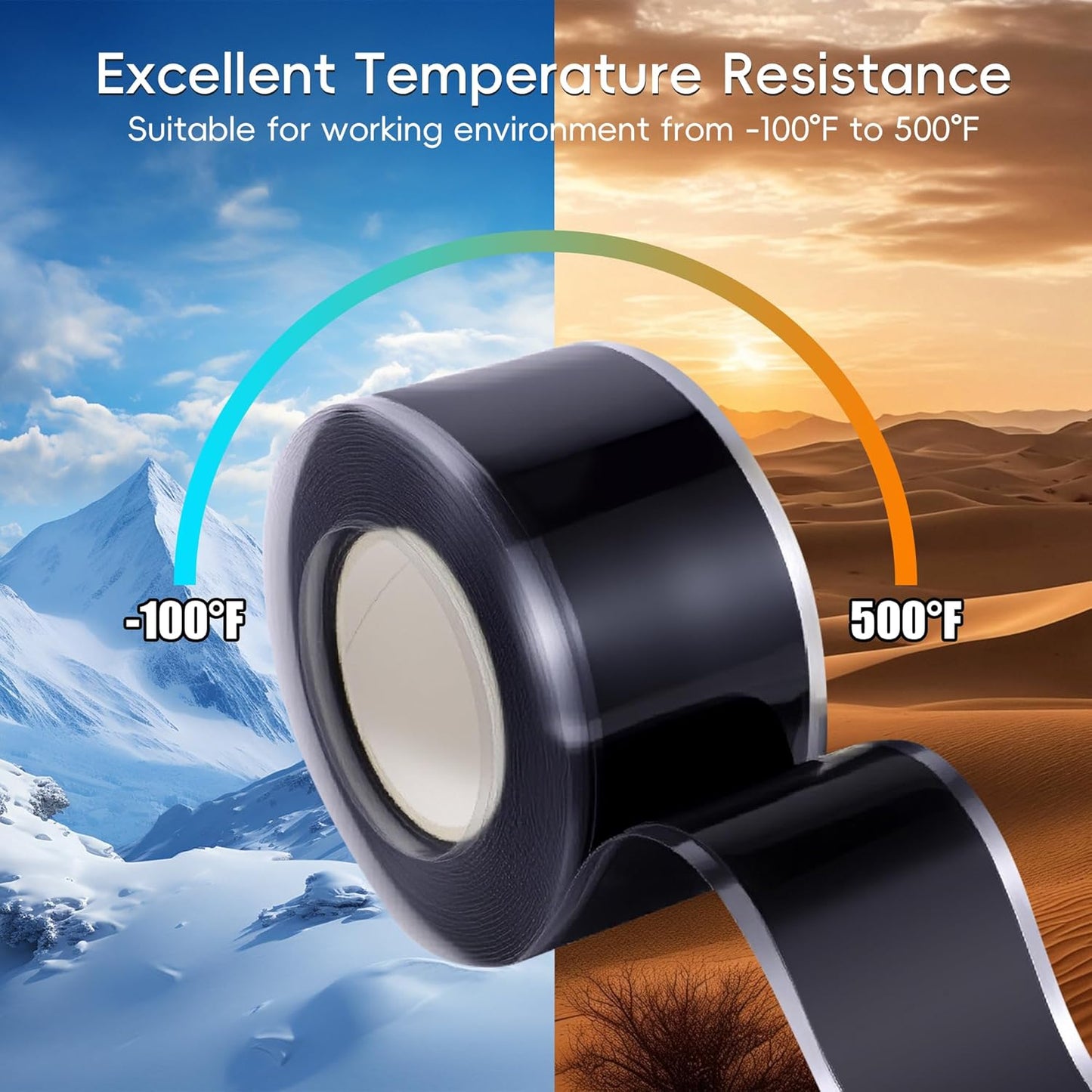 Self Fusing Silicone Tape 2 Rolls 1 in x 10' Black Waterproof Rescue Tape Rubber Leak Silicone Self-amalgamating Tape for Plumbing, Sealing Pipes, Hose Repair, Outdoor Coax and Tool Fixation