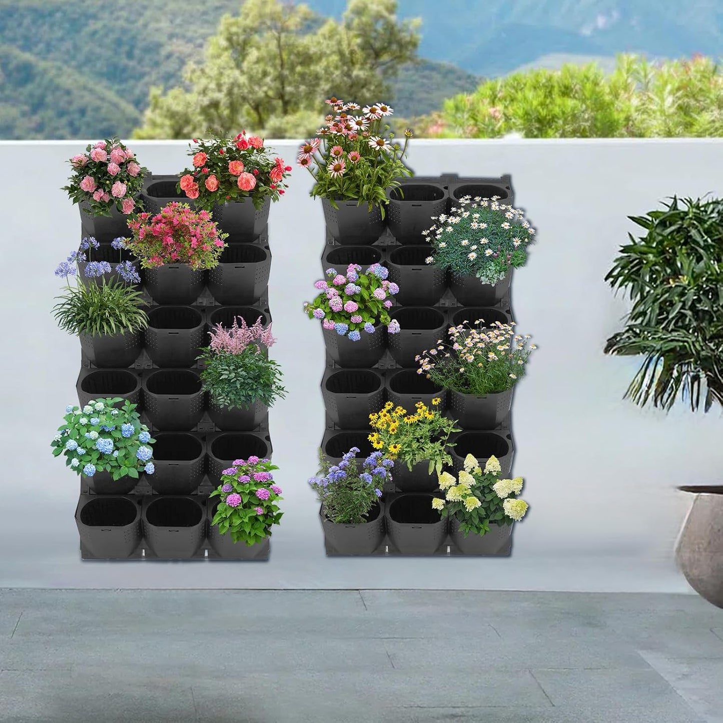 Self Watering Wall Planter | 36 Pots Vertical Garden Planter for Indoor Plants | wall-Mounted Stackable Wall planter | Hanging Plant Flower Pot Holder | 10.56 Fl Oz Each Individual Pot | Black