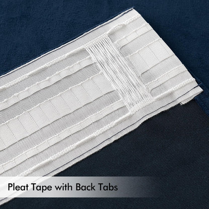 MIULEE Navy Blue Velvet Curtains 84 inches Long 2 Panels - Luxury Pinch Pleated Room Darkening Window Drapes for Bedroom Living Room Thermal Insulated Super Soft Blackout, Back Tab Rod Pocket