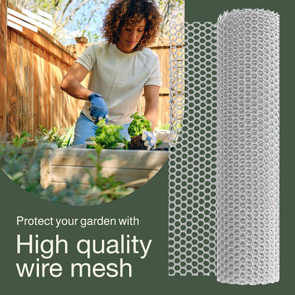 MaPorch Plastic Wire Mesh Fence - White, 15.71" x 10 ft - Plastic Chicken Wire Fencing for Dogs, Rabbits & Poultry - Chicken Netting - Snake Barrier - Balcony Netting for Pets - Balcony Cat Barrier