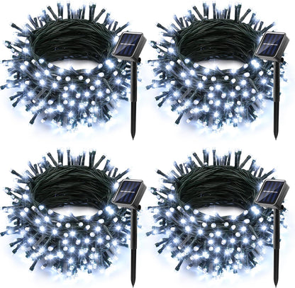 Joomer Solar Christmas Lights Outdoor 4 Pack Total 156FT 400LED 8 Lighting Modes Solar String Lights Waterproof Fairy Tree Lights for Garden Yard Patio Christmas Decoration (White)